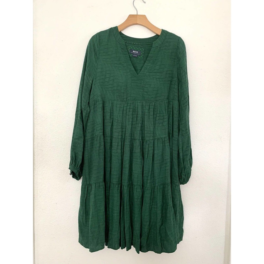 Maeve Emerald Amber Tiered Tunic Popover Mini Dress - Size XS